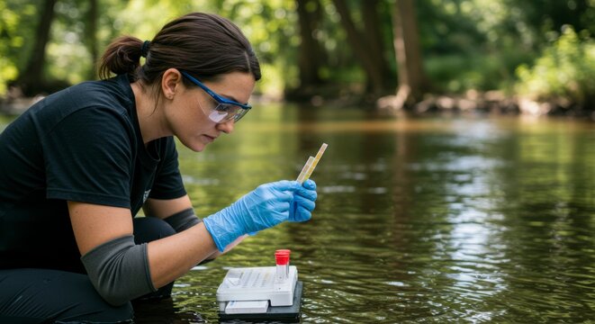 Scientist tests river water quality