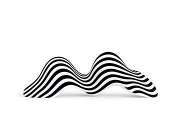 Obraz premium Abstract striking monochromatic wavy hills layered with bold black and white stripes isolated on white background