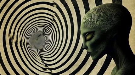 Alien in Spiral Tunnel Artwork