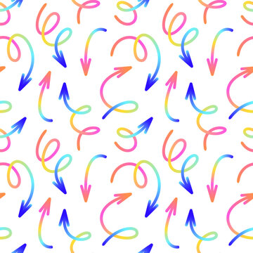 Seamless pattern of colorful gradient arrows