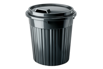trash bin icon with a metallic texture and glossy lid, isolated on a plain white background