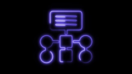 Glowing neon project-plan  icon isolated on black background. HD Video motion graphic animation icon