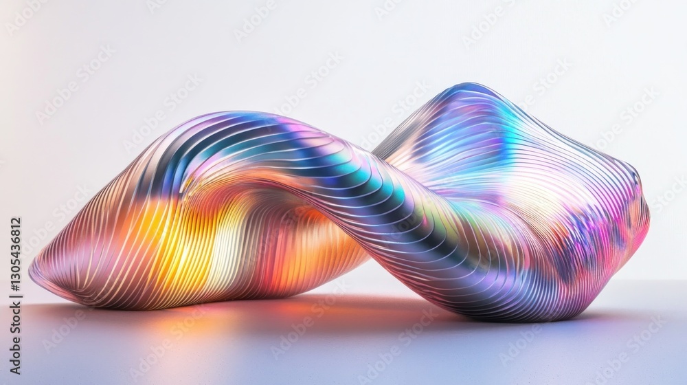 Poster abstract iridescent twisted form in studio