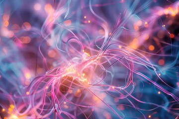 Fototapeta premium Electronic neurons firing within intricate