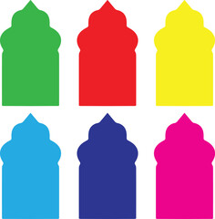 Six islamic backgrounds with green red yellow sky blue and pink