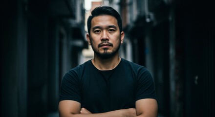 Obraz premium Urban Man Portrait, Dark Alley