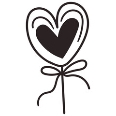 Cute doodle heart shaped lollipop. Hand drawn vector illustration