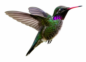 Fototapeta premium Vibrant Hummingbird in Mid-Air with Iridescent Plumage