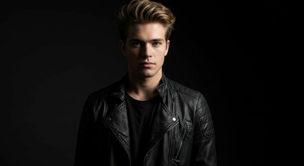 Obraz premium Stylish Man in Black Jacket Studio Shot