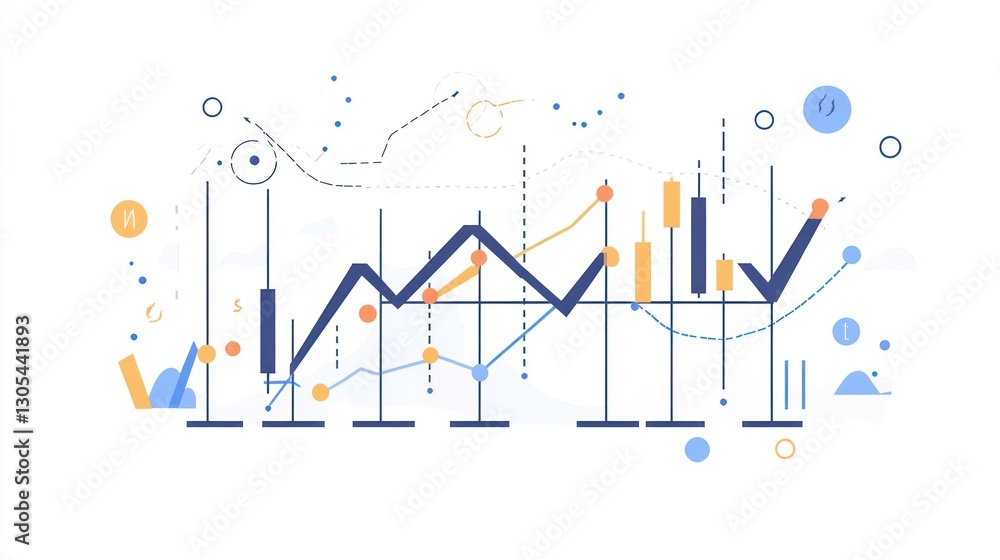 Poster abstract chart with multiple data points showing growth and trends. possible use stock photo for bus