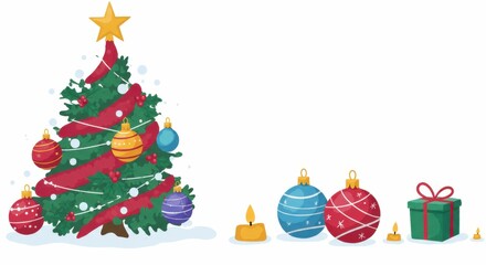 Festive Christmas Tree & Ornaments