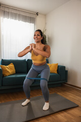 Fototapeta premium Woman Exercising With Resistance Band