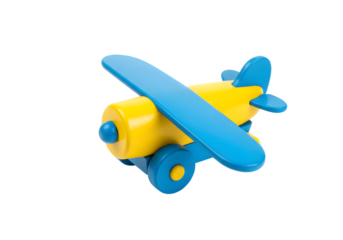 Colorful Wooden Airplane Toy for Children, Engaging, Educational Plaything, Bright Yellow and Blue Design, Safe Material