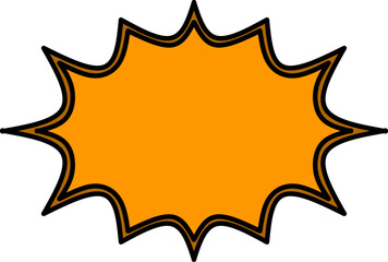Bright orange comic-style explosion bubble with a jagged black outline, ideal for speech bubbles, pop art, or dynamic graphic designs.