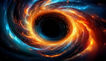 Stunning Black Hole with Vivid Accretion Disk in Deep Space