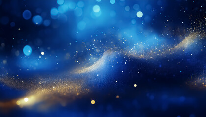 Fototapeta premium Mystical Blue and Gold Abstract Light Particles Background