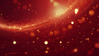 Obraz premium Glowing Red Abstract Wave with Sparkling Particles Background