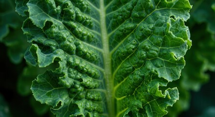 Close-up of Kale Leaf Showing Texture and Detail Perfect for Food Blogs