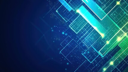 Obraz premium A vibrant, abstract design featuring glowing rectangles and a dark background, evoking a sense of technology and digital innovation.