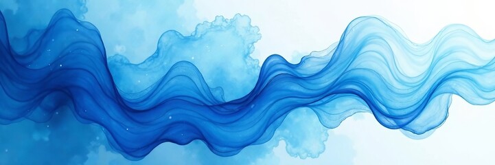 Abstract Blue Watercolor Wash Fluid