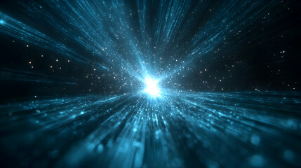 An abstract representation of light beams radiating from a central point, creating a sense of energy and motion, perfect for illustrating concepts of speed, technology, and innovat