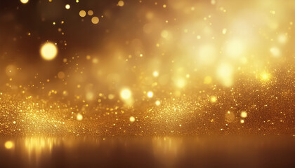 Obraz premium Golden Bokeh Lights Background - Sparkling Abstract Glitter Texture