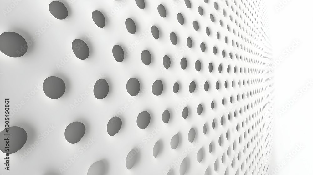Poster a close-up view of a modern architectural design featuring a textured wall with circular perforation