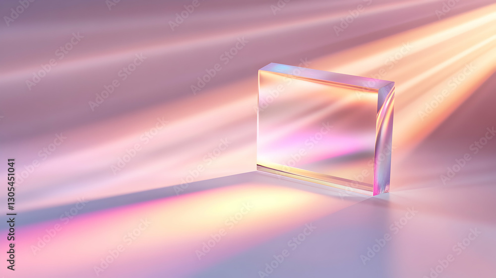 Poster a stunning crystal prism capturing light in a beautiful spectrum of colors against a soft background