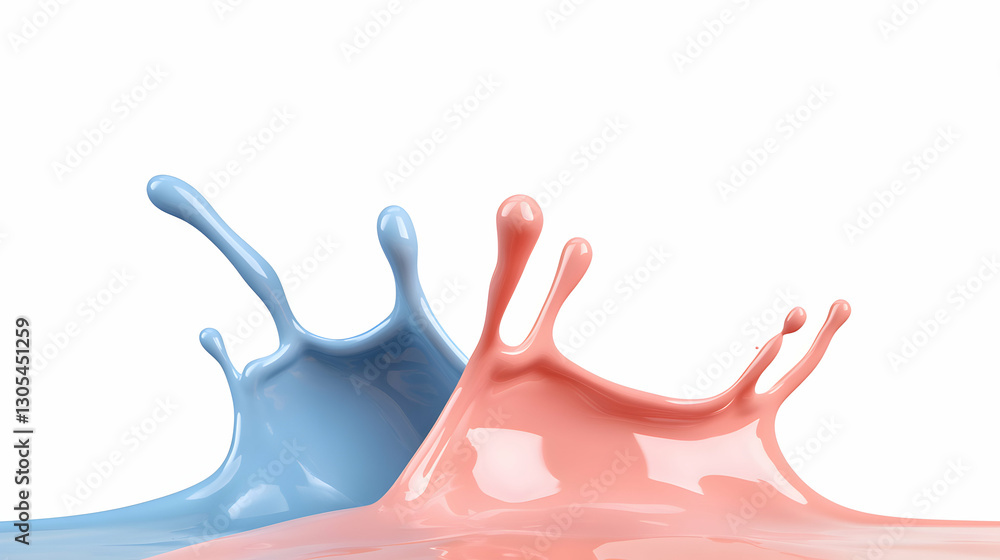 Poster vibrant splashes of blue and pink paint collide in a dynamic display of color and motion, perfect fo