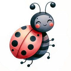 Cute cartoon ladybug with rosy cheeks and friendly eyes enjoying a cheerful day under the sun