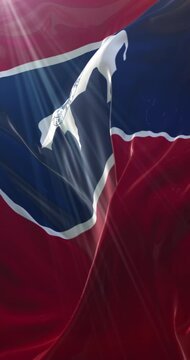 Flag of Wyoming state, region of the United States of America, loop. 4K Vertical