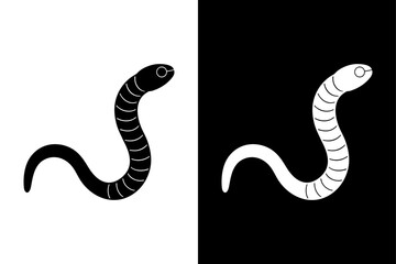 Earthworm insect icon vector on White Background ,Vector Art Illustration on white background.