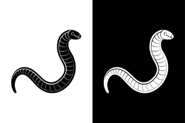 Earthworm insect icon vector on White Background ,Vector Art Illustration on white background.