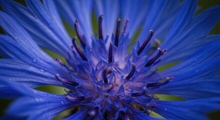 Close-up of Blue Cornflower Blossom with Delicate Petals and Details