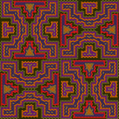 Vibrant Geometric Pattern with South American and Arabic Motifs