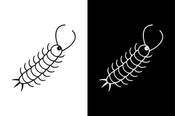 Centipede insect icon vector on White Background ,Vector Art Illustration on white background.