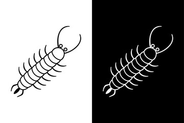 Centipede insect icon vector on White Background ,Vector Art Illustration on white background.