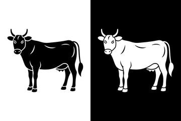 Cow icon vector on White Background ,Vector Art Illustration on white background.