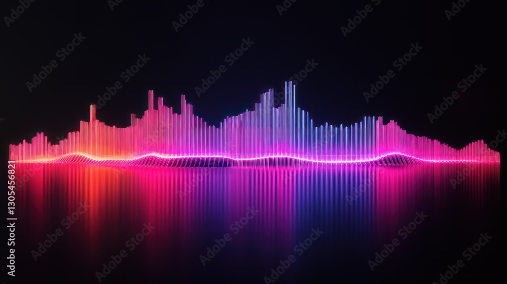 Poster abstract colorful audio waveform graphic design, showing sound visualization. possible use stock pho