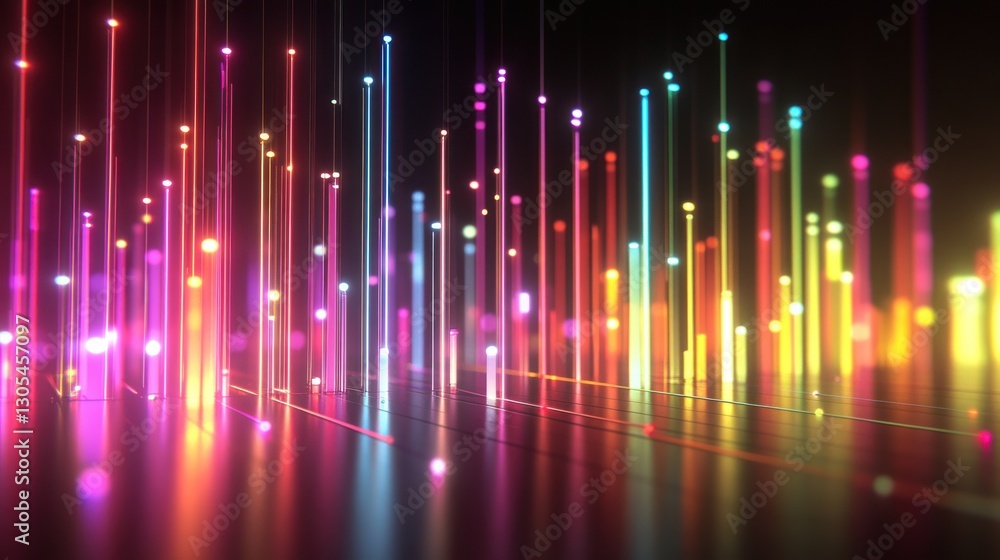 Poster abstract digital colorful lines on dark background. possible use technology background, futuristic w