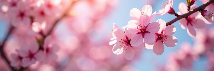 Obraz premium Close-up of delicate cherry blossoms on a sunny spring day, sunny, flowers