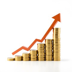 Growth in Finance with Stacked Coins and Rising Arrow Symbolizing Success