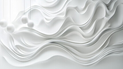 Obraz premium An elegant and captivating abstract background. Abstract pure white background with raised wave like texture