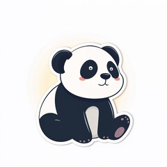 Obraz premium Adorable Panda Illustration: A cute illustration of a panda, with distinctive black and white markings, sitting in a charming pose, radiating innocence and approachability.