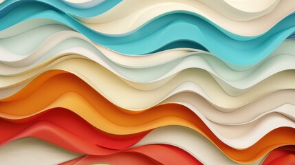 Fototapeta premium Colorful Wavy Paper Layers in Soft Tones, Abstract Background Design