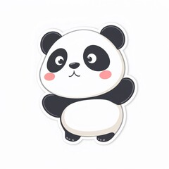 Naklejka premium Whimsical Panda Sticker: A charming illustration of a panda bear sticker with endearing expression and playful stance, designed in a vibrant, cartoon style to evoke a sense of joy and fun