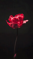 Beautiful flowers red tulips. Natural background Spring flowering tulips.