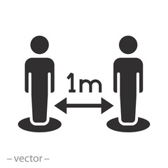people isolation from coronavirus, social distance icon from spread virus, prevention safety, flat vector illustration