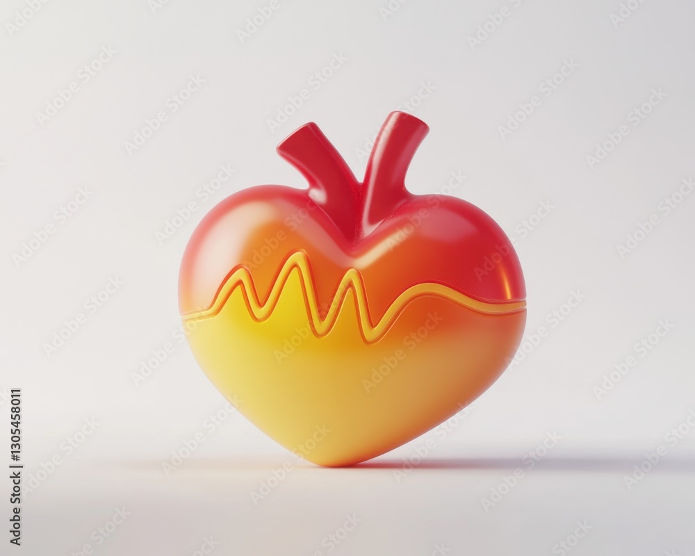 Poster vibrant heart-shaped container in bright red and yellow gradient with unique design element for crea
