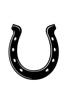 horseshoe illustration icon, black silhouette vector